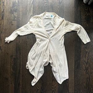 Y2K Women’s Cream Open Front Cardigan one button ivory off white soft small